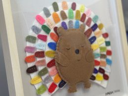 Cute Framed Felt Hedgehog with Multicoloured spines