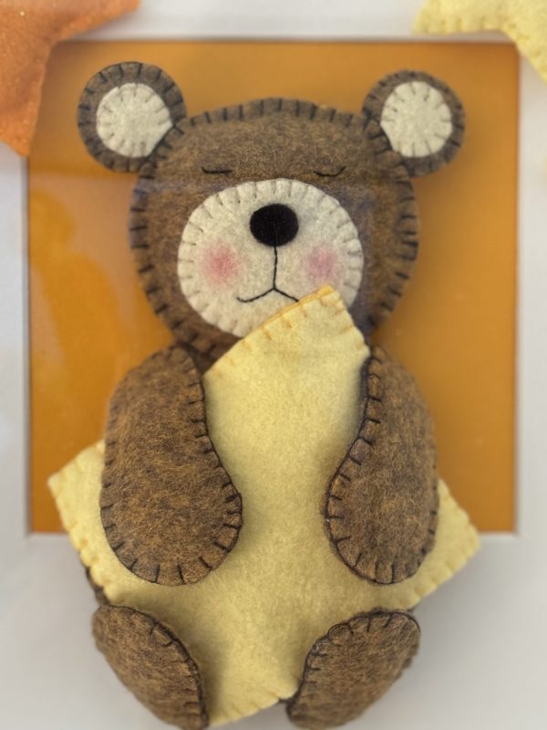 Adorable Felt Sleepy Teddy Framed Wall Decor
