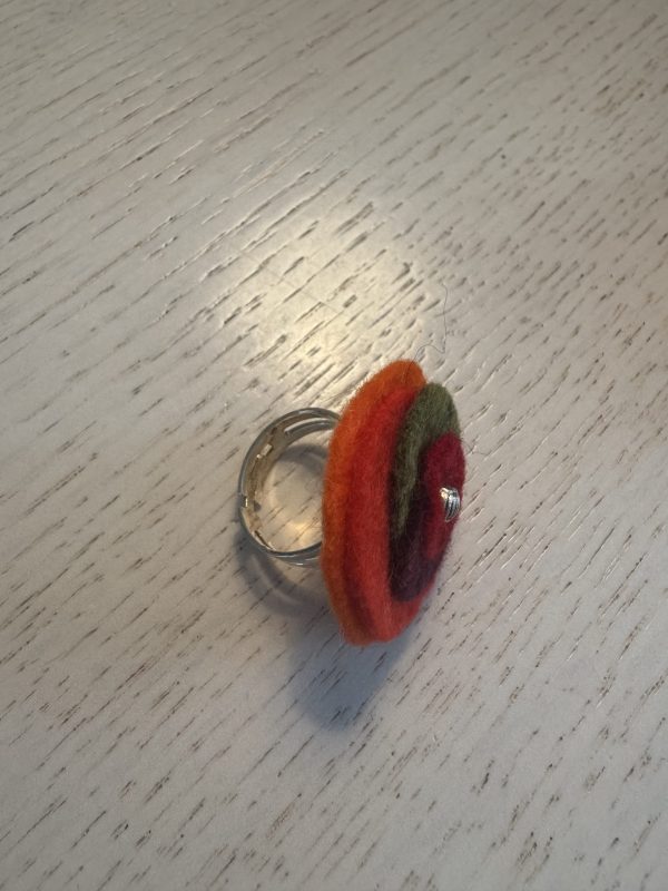 Bright Adjustable Felt Ring - Orange