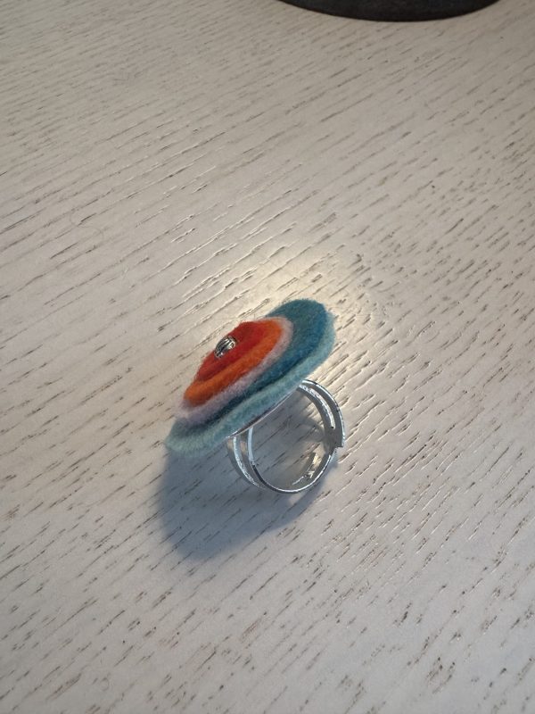 Bold Adjustable Felt Ring -Turquoise