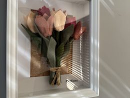 Framed Felt Tulip Bouquet -Pink