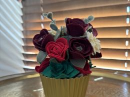 Elegant Felt Flower Pot - Roses