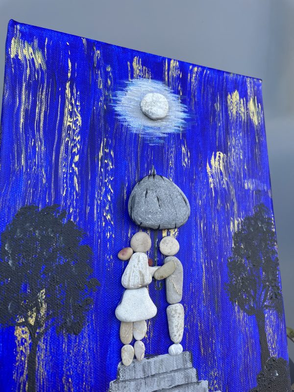 Pebbles on Canvas "Under The Moon Light", A perfect gift for a soulmate - Image 6