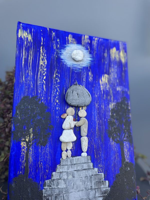 Pebbles on Canvas "Under The Moon Light", A perfect gift for a soulmate - Image 5