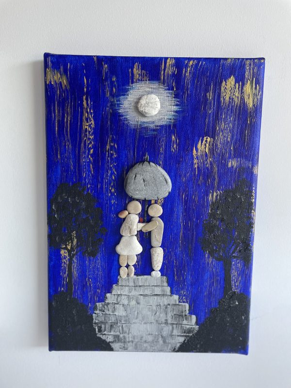 Pebbles on Canvas "Under The Moon Light", A perfect gift for a soulmate - Image 3