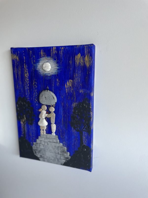 Pebbles on Canvas "Under The Moon Light", A perfect gift for a soulmate - Image 8