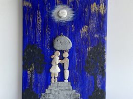 Pebbles on Canvas "Under The Moon Light", A perfect gift for a soulmate