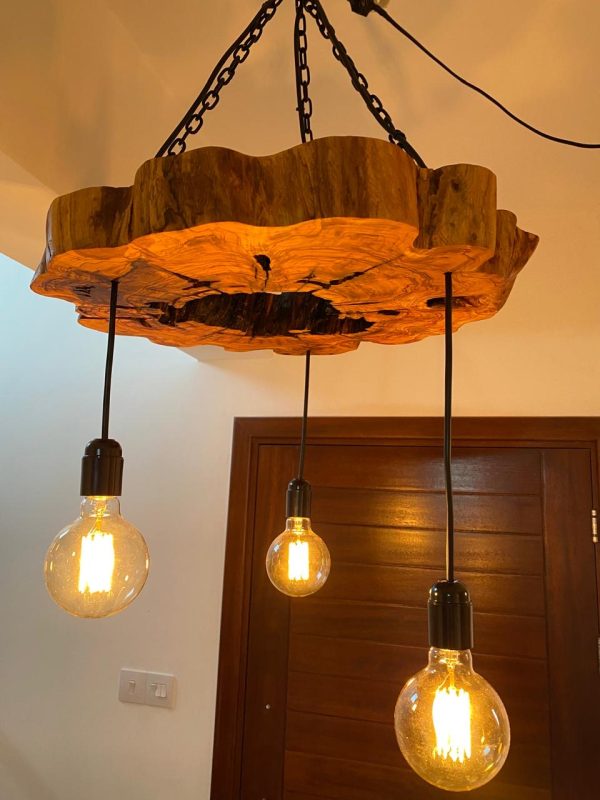 Hanging Lights Olive Wood Live Edge - Image 4