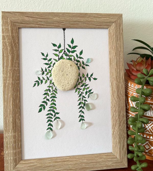 A lovely hanging floral arrangement, made with seaglass pieces and a pebble, perfect as a thoughtful gift! - Image 3