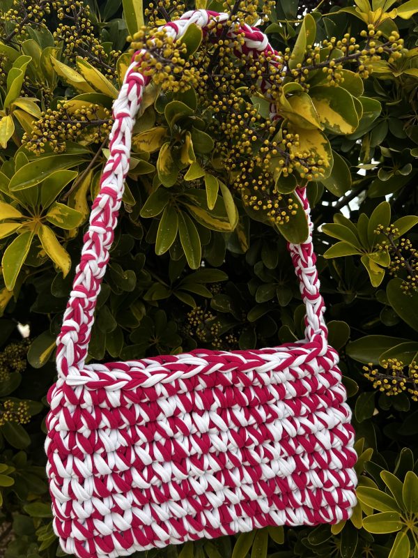 Raspberry white summer shoulder bag - Image 5