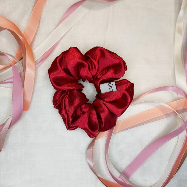 red satin scrunchie
