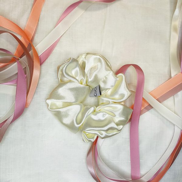 off-white satin scrunchie