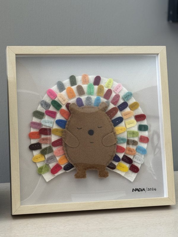 Cheerful Framed Felt Hedgehog -1 available