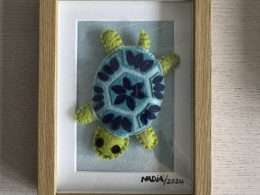 Adorable Framed Felt Mini Sea Turtle -15x20cm