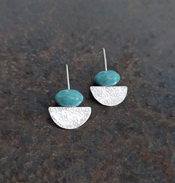 Silver earrings with turquoise howlite stone - Image 5