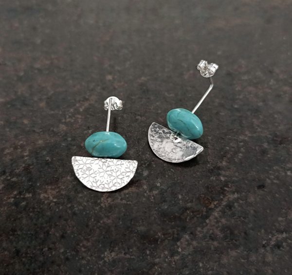 silver earrings with turquoise howlite stone