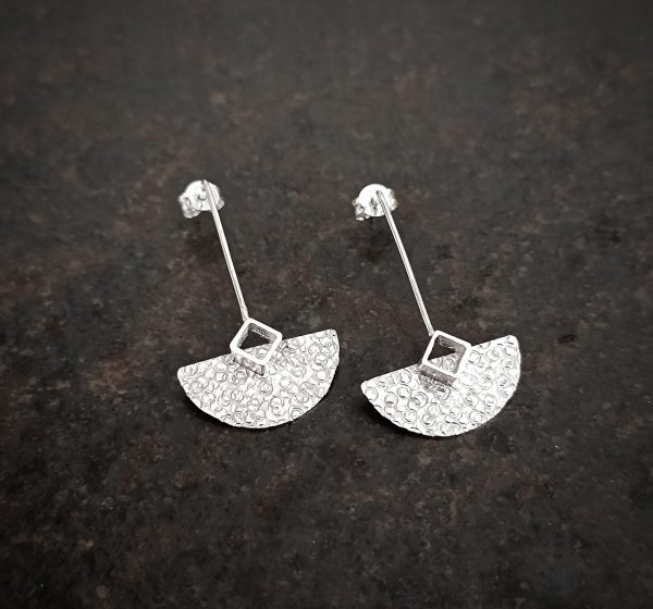 silver geometric earrings