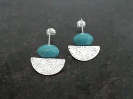 silver earrings with howlite stone