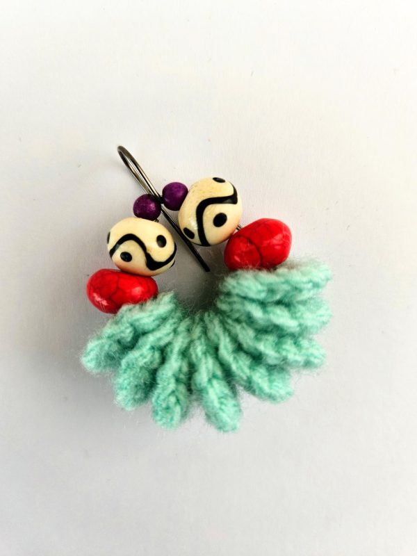 the "Playmates" earrings // vibrant yarn & bead women's Earrings - detail
