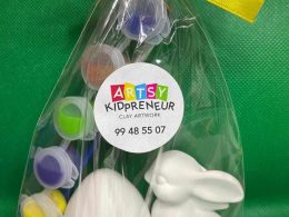 Ceramic Gypsum 3D Easter Bunny with 3D Egg