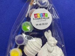 Ceramic Gypsum 3D Male Easter Bunny with Magnetic Eggs