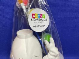 Ceramic Gypsum 3D Cracked Easter Egg and Female Bunny