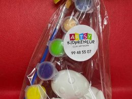 Ceramic Gypsum 3D Baby Easter Bunny with Magnetic Eggs