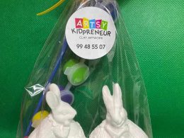 Ceramic Gypsum 3D Male and Female Easter Bunnies