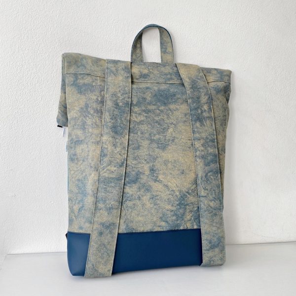 Backpack Blue with Large Pocket back