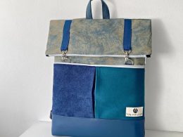Backpack Blue with Large Pocket front