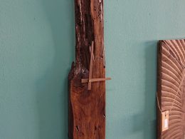Natural, driftwood wall clock with shelf
