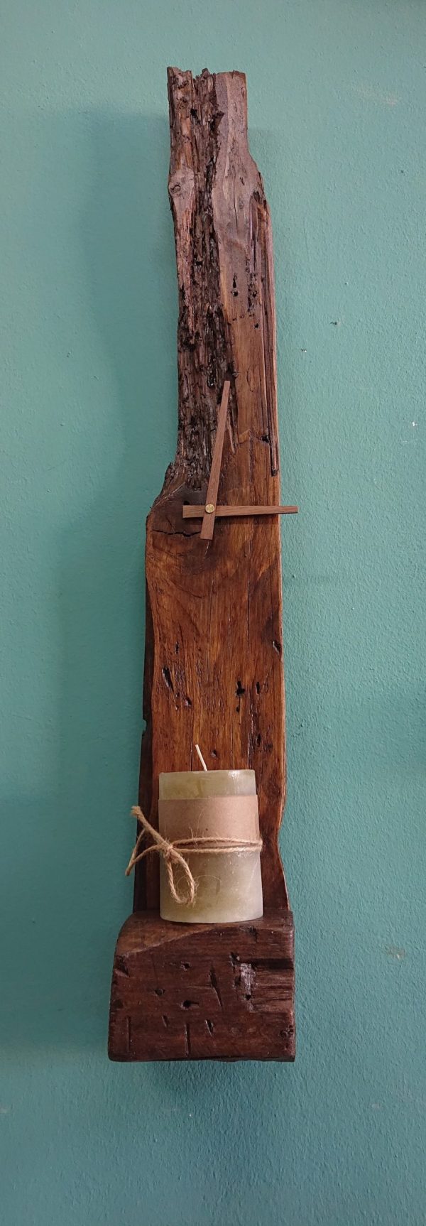 Natural, driftwood wall clock with shelf - Image 11