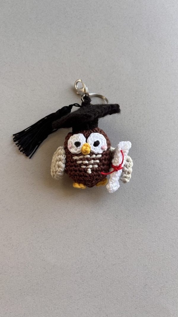 Sage – Handmade Crochet Mini Owl Graduation Keyring | The number 1 Graduation Gift! - Image 3