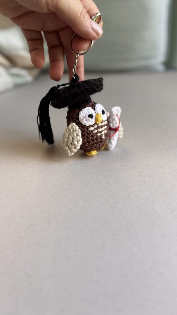 Sage – Handmade Crochet Mini Owl Graduation Keyring | The number 1 Graduation Gift! - Image 2