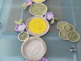 Crochet Daisy Table Runner with Matching Coasters- a floral accent for your home