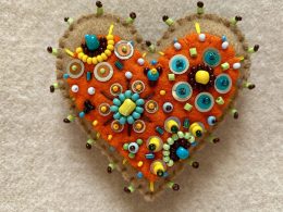 Adorable handmade orange heart magnet