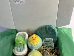 Box with bath bombs