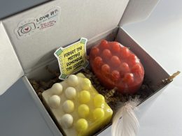 Box with two natural massage soap