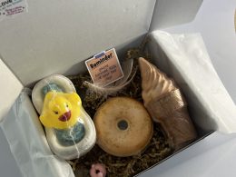 Box with three bath bombs