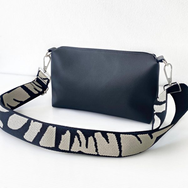 black messenger faux leather front view