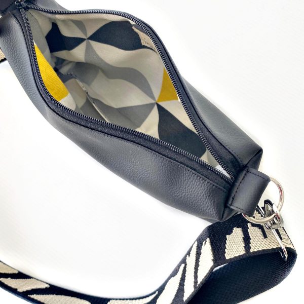 black messenger bag inside view