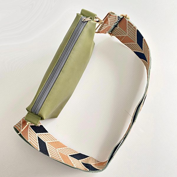 Green Messenger Bag With Chevrons Strap top