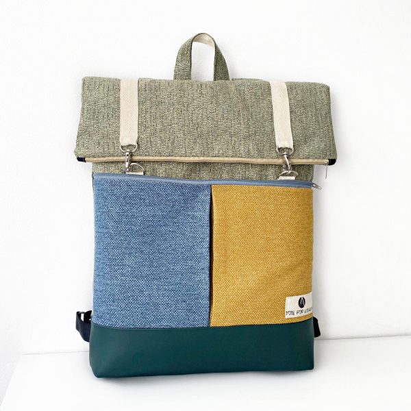green with blue and mustard front