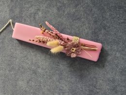 Pink Dried Flowers Easter Candle