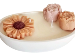 Flower candle in Handmade Oval pot