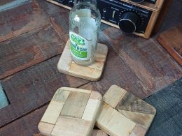 Set of four Handmade multi-wood coasters