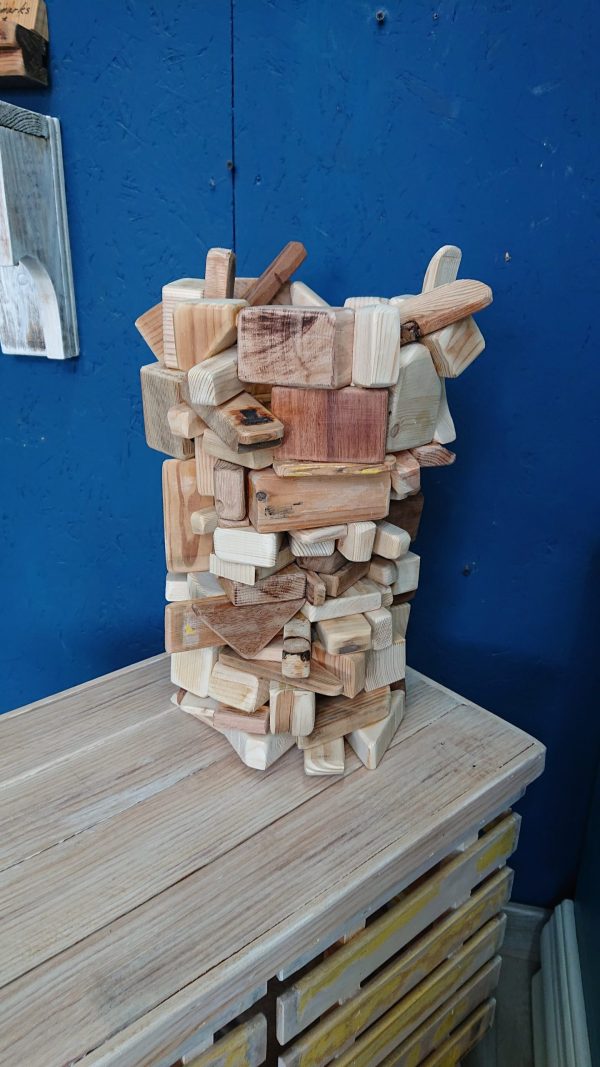 Unique, stacked, multi-wood table lamp - Image 6
