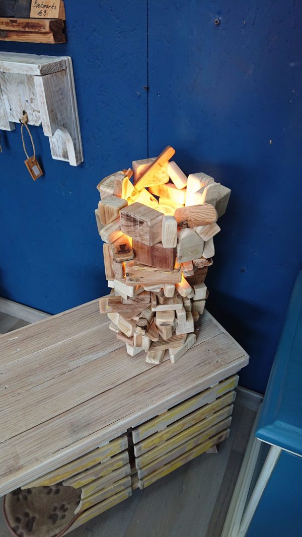 Unique, stacked, multi-wood table lamp - Image 12