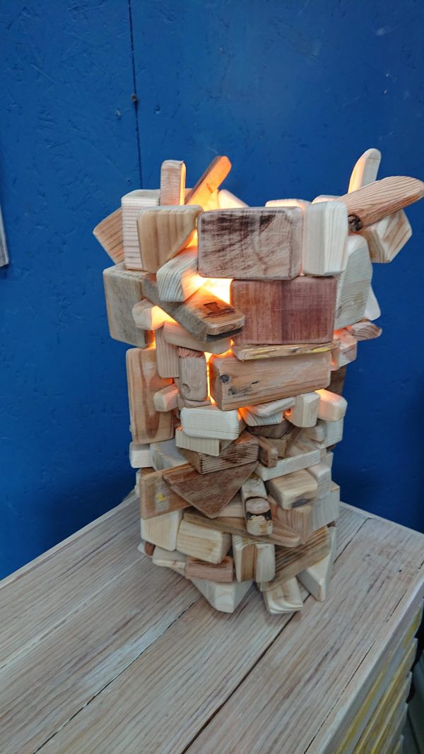 Unique, stacked, multi-wood table lamp - Image 11
