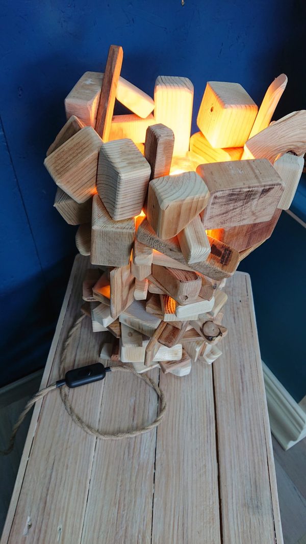 Unique, stacked, multi-wood table lamp - Image 4